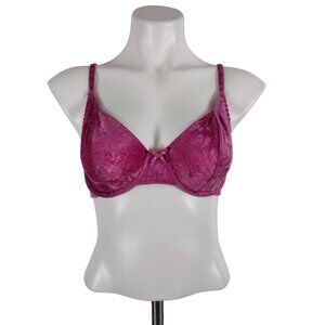 Vintage 1990s Victoria's Secret Pink Velour Underwire Unlined Bra 34B